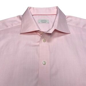 Eton Dress Shirt 16.5 42 Mens L/S Button Up French Contemporary Pink Solid VGUC